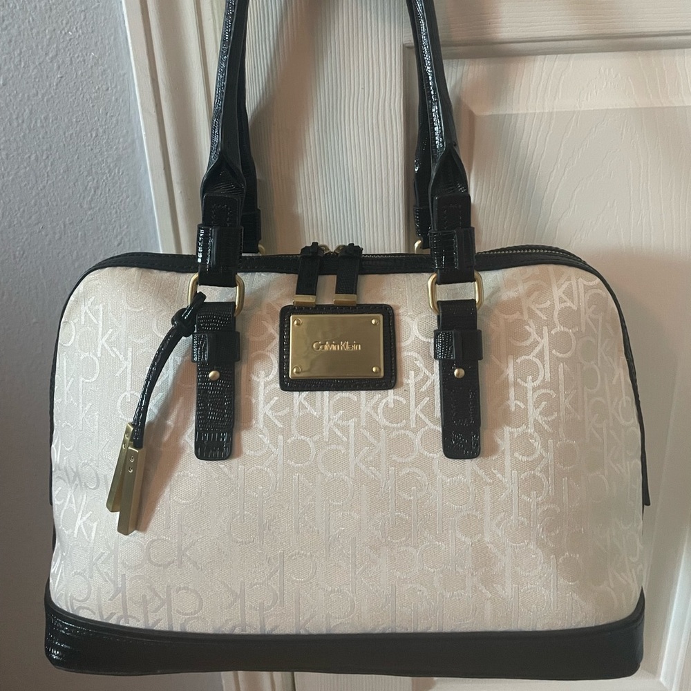 Calvin Klein Black Cream Satchel